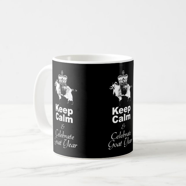 Mug Gardez le calme et célébrez l'année de la chèvre W (Devant gauche)