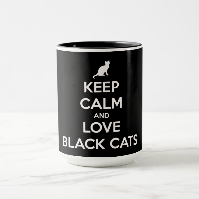 Mug Gardez le calme et l'amour Chats noirs (Centre)