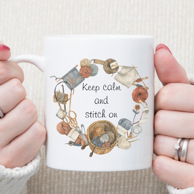 Mug Gardez le calme et le toucher sur le Tricot (Créateur téléchargé)