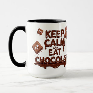 Mug Gardez le calme et mangez du chocolat amusant amat