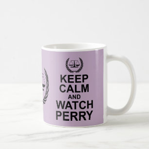 Mug Gardez le calme et observez Perry Humour légal