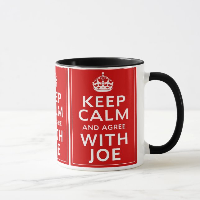 Mug Gardez le calme et soyez d'accord avec Joe (Droite)