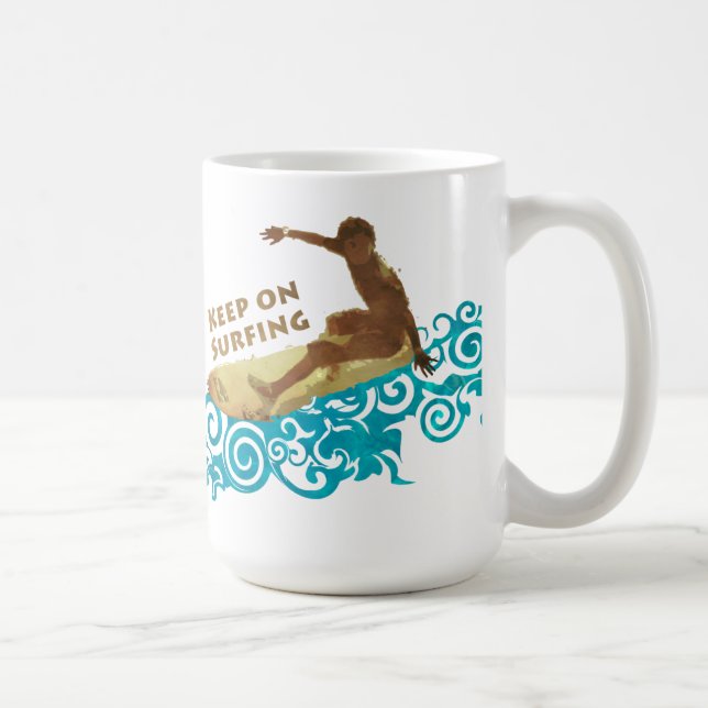 Mug Gardez sur surfer, grunge et vagues pour des types (Droite)