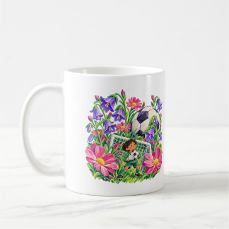 Mug Gardien de but de football floral violet rose Cade