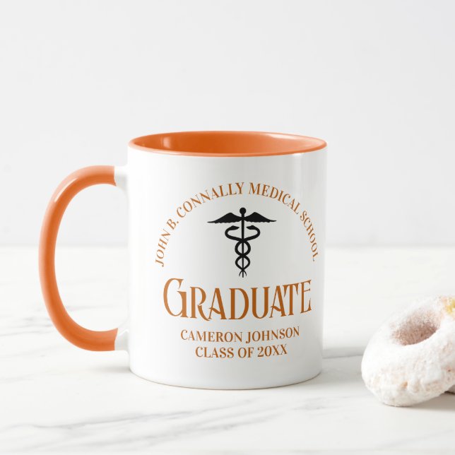Mug Gardien des diplômes Médicales Orange personnalisé (Avec donut)