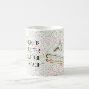 Mug Gâteau Étoile de Mer Blanche Confettis Rose Vert