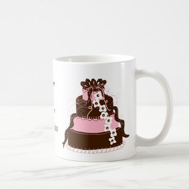 Mug Gâteau rose et chocolat pour réserver la date (Droite)