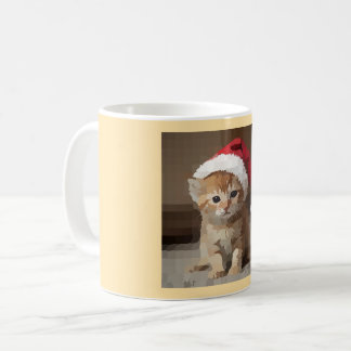 Mug Gatinho fofo com chapéu do papai Noel.