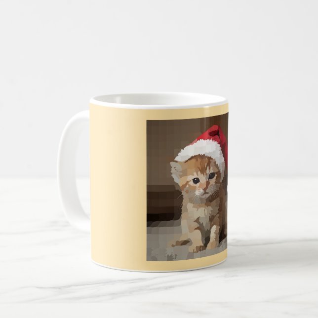 Mug Gatinho fofo com chapéu do papai Noel. (Devant gauche)