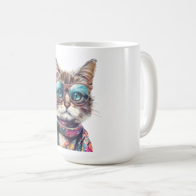 Mug  Gato Cool con Lentes  (Devant droit)