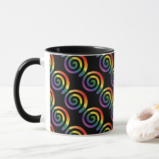 Mug Gay LGBTQ Rainbow Pride Motif circulaire (Avec donut)