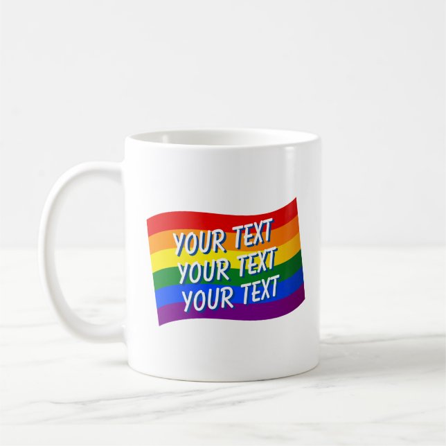 Mug Gay pride Rainbow Flag texte personnalisé jusqu'à  (Gauche)