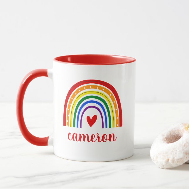 Mug Gay pride Rainbow Personnalisé (Avec donut)