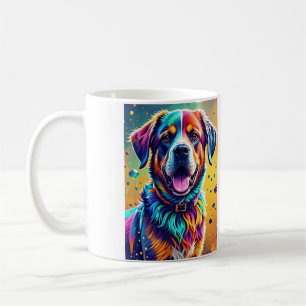 Mug Géant coloré heureux jouant chien drôle, splash