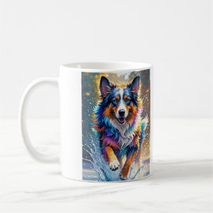 Mug Géant coloré heureux jouant chien drôle, splash