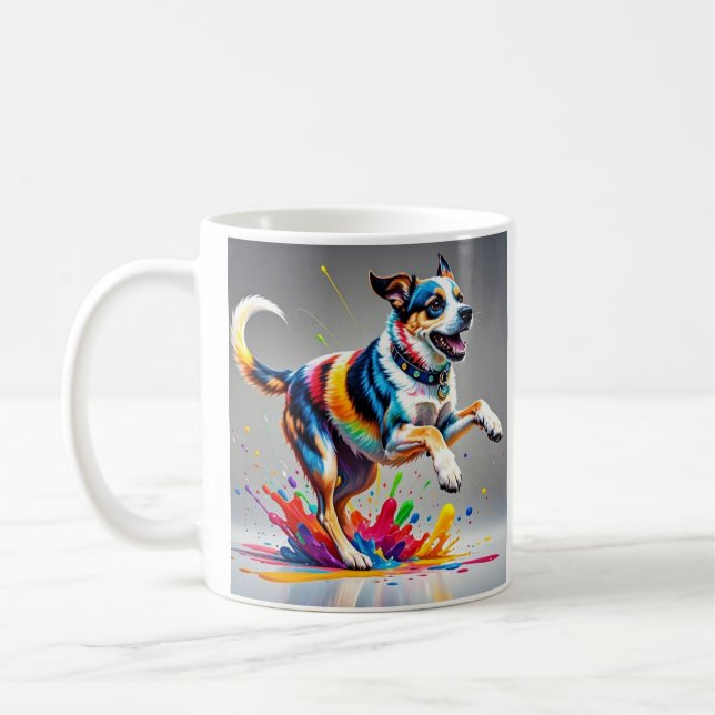 Mug Géant coloré joyeux chien amusant, (Gauche)