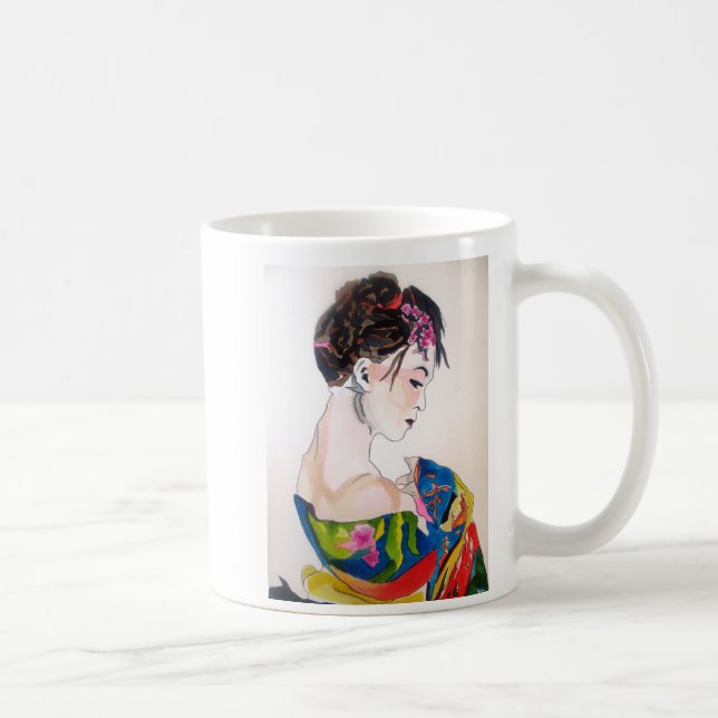 Mug Geisha japonais avec kimono bleu (Droite)