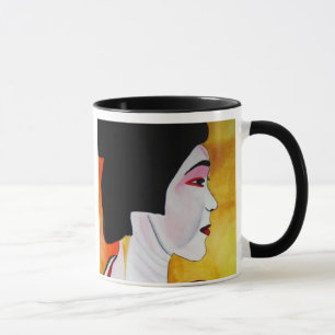 Mug Geisha japonais avec kimono vert art original