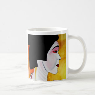 Mug Geisha japonais avec kimono vert art original