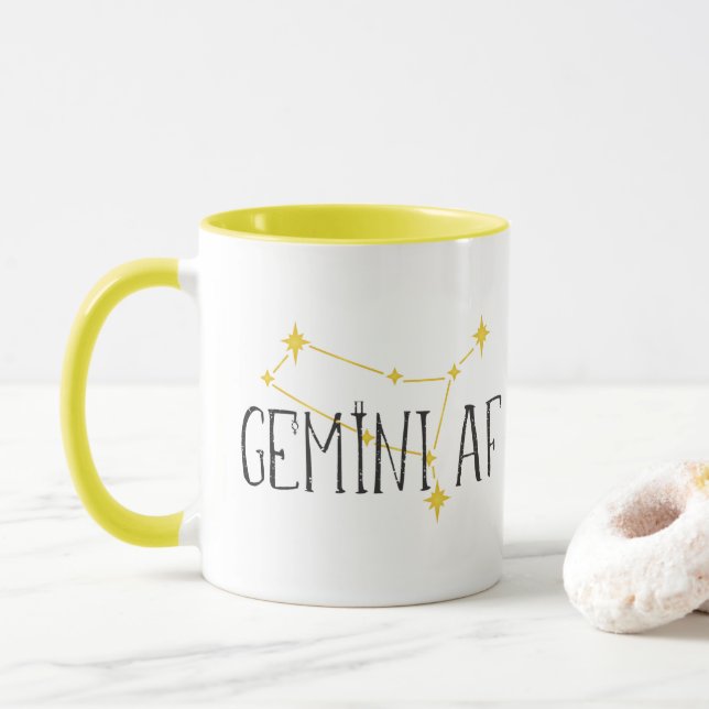 Mug GEMINI constellation AF, avec symboles Mercury & T (Avec donut)