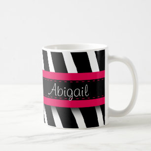 Mug Gemme floral rose chaud et motif zèbre