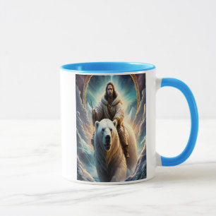 Mug (Généré par AI ) Jésus sur un ours polaire 5x7