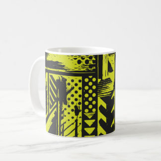 Mug Géométrie abstraite en jaune citron et noir