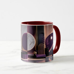 Mug Géométrique Abstrait Luxueux Violet et Or Riche