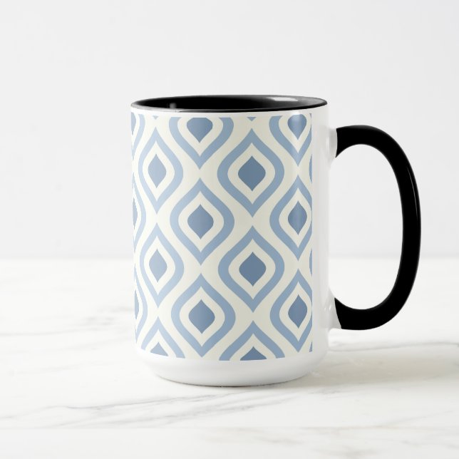 Mug géométrique Abstraite, bleu et blanc cassé (Droite)