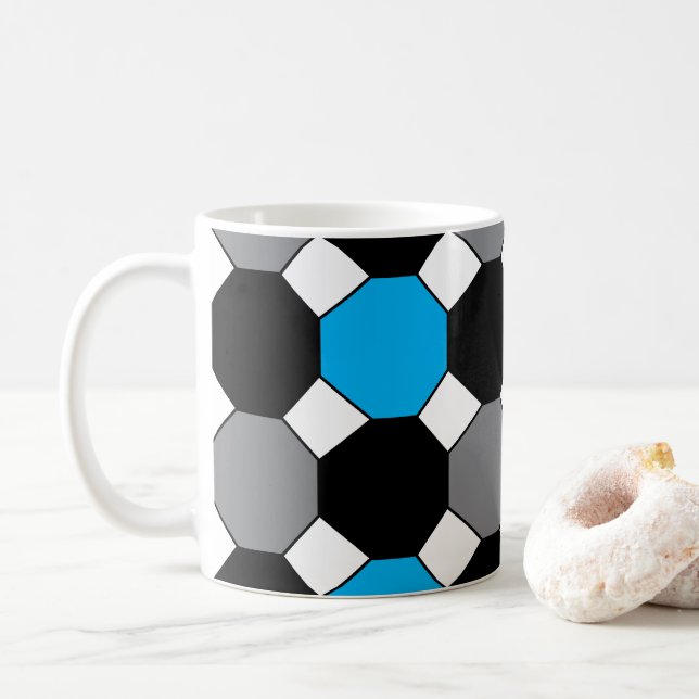 Mug Géométrique gris noir bleu (Avec donut)