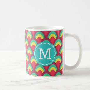 Mug Géométriques colorés personnalisent le monogramme