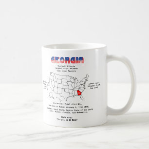 Mug Géorgie Etat américain sur une carte et des inform