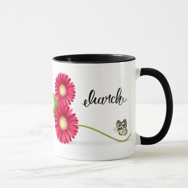 Mug Gerbera Fleurs et Papillon (Droite)