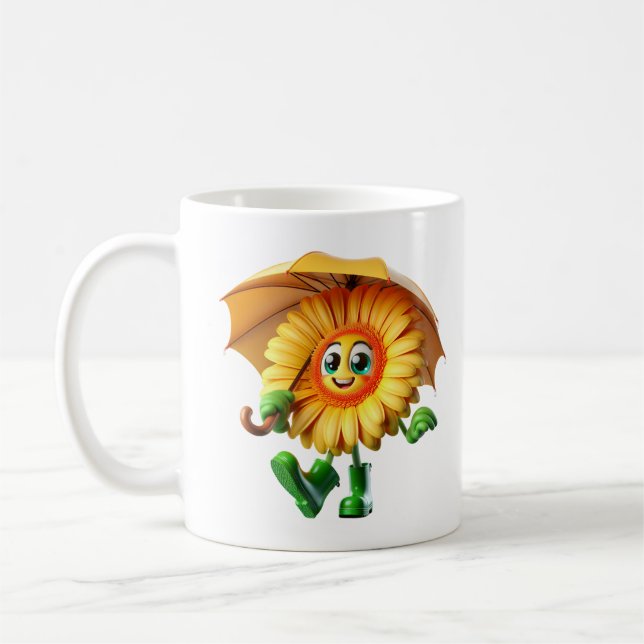 Mug Gerbera sous un parapluie (Gauche)