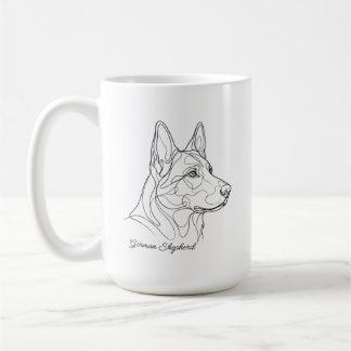 Mug German Shepherd Line Drawing Custom Pet Name 