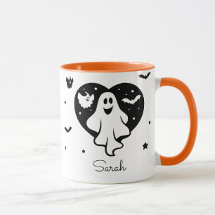 Mug Ghost Halloween mignon Avec Coeur Et Chat