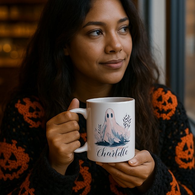 Mug Ghost mignon dans Bushes Nom Halloween (Créateur téléchargé)