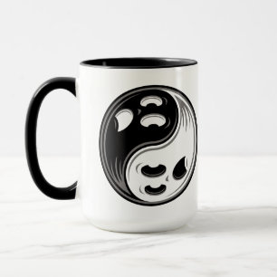 Mug Ghost Yin Yang Noir et blanc