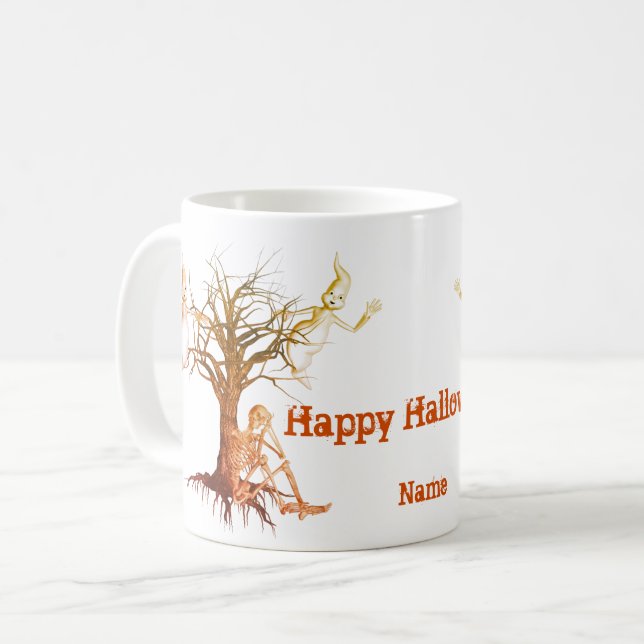 Mug Ghosts Skeleton Halloween drôle Personnalisé (Devant gauche)