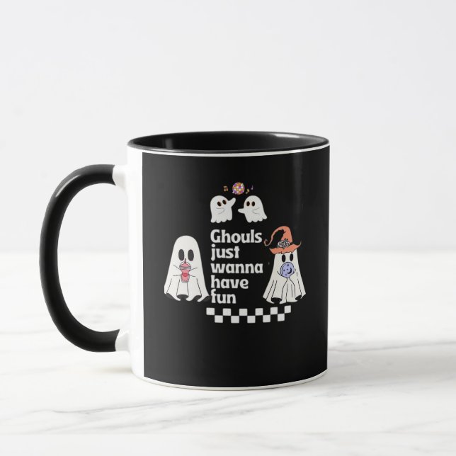 Mug Ghouls Veut Juste Avoir Des Vibes D'Automne Amusan (Gauche)