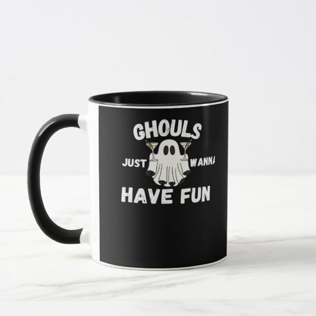 Mug Ghouls veut juste s'amuser - Drôle Cockt Halloween (Gauche)
