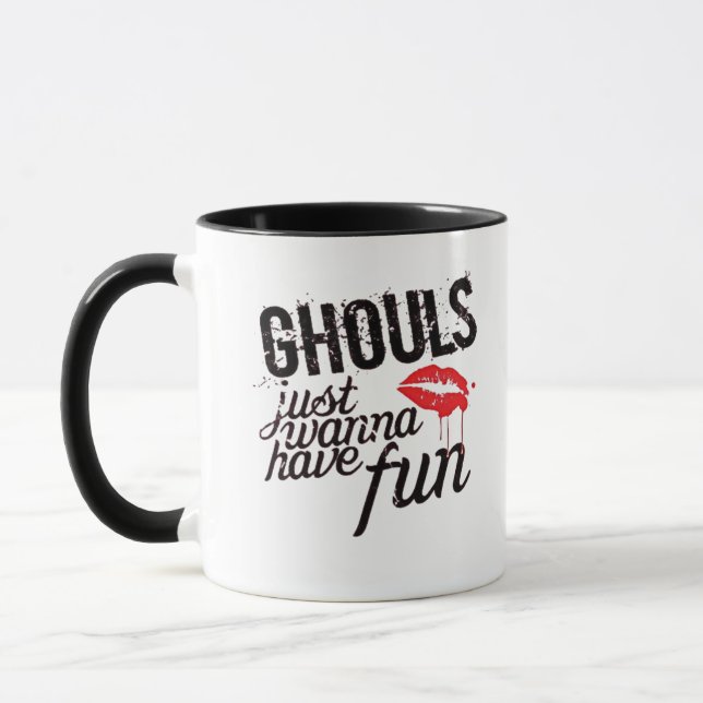 Mug Ghouls veut juste s'amuser Slogan d'automne drôle (Gauche)