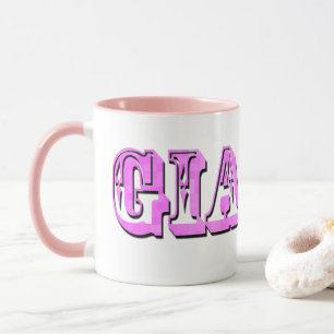 Mug Gia, Logo Du Nom Rose,