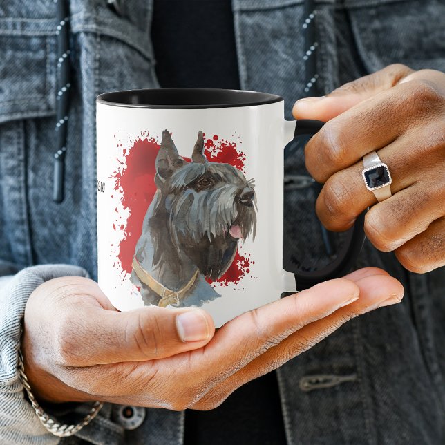 Mug Giant Schnauzer Chien Rouge Arrière - plan Abstrai (Créateur téléchargé)