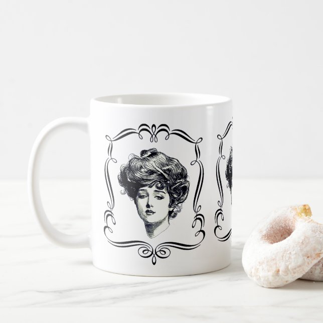 Mug Gibson Girl Vintage Art (Avec donut)