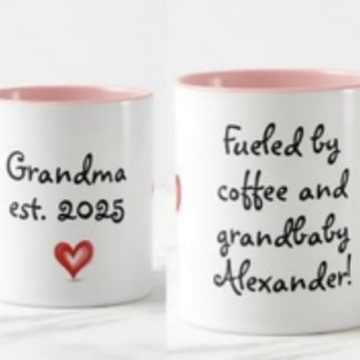 Mug Gift For Grandma, Personalized with Name & Year