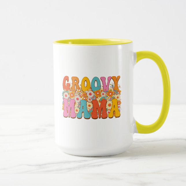 Mug Gift for Mom Groovy Mama Colourful Coffee Mug (Right)