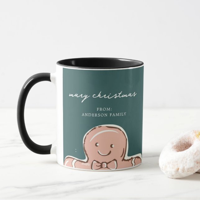 Mug GingembrePainMétal vertJoyeux Noël (Avec donut)
