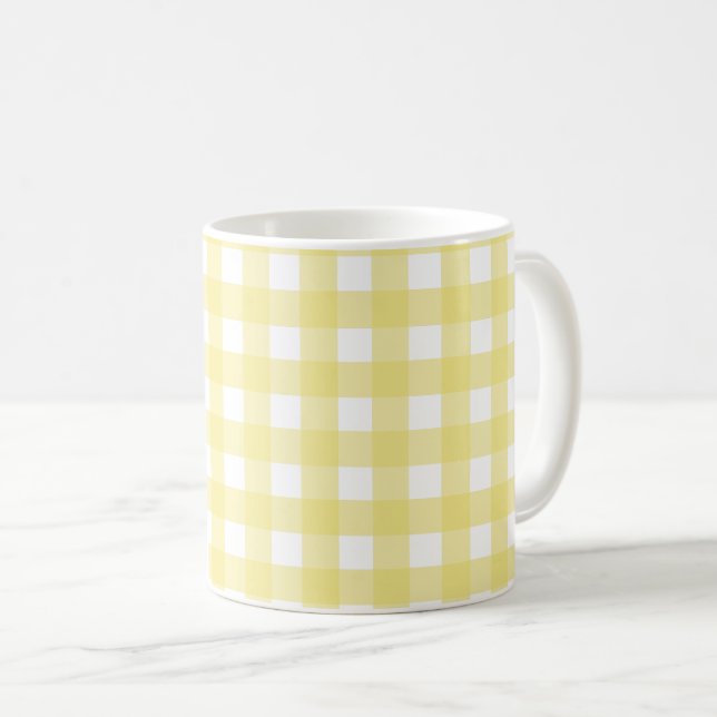 Mug Gingham jaune pâle et blanc (Devant droit)