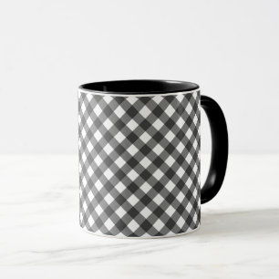 Mug Gingham Traditionnel Noir Blanc Picnic Cottagecore